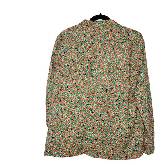 Molly Bracken Floral Ireland Green Woven Light Blazer Jacket Blouse Women Sz L - Picture 7 of 7